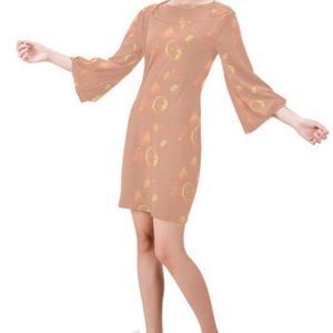 Kimono bell sleeve peach pink colored mini dress